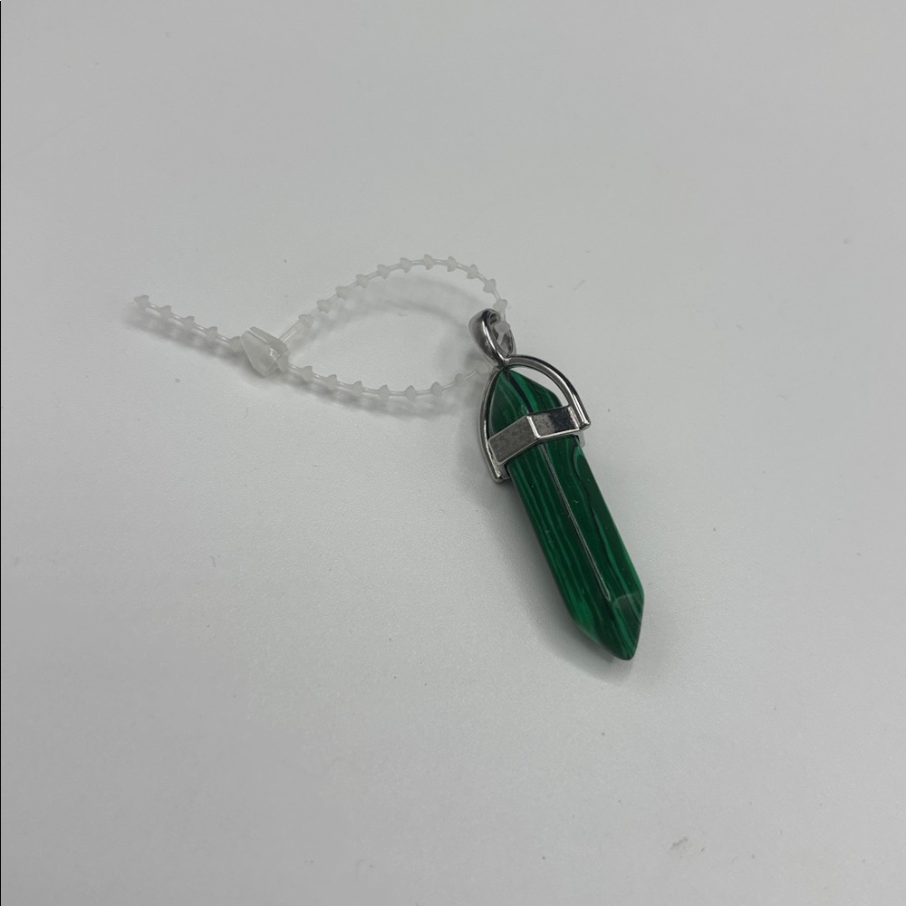 Sterling Silver Tiger Eye Point Pendant Necklace - Green Crystal Jewelry
